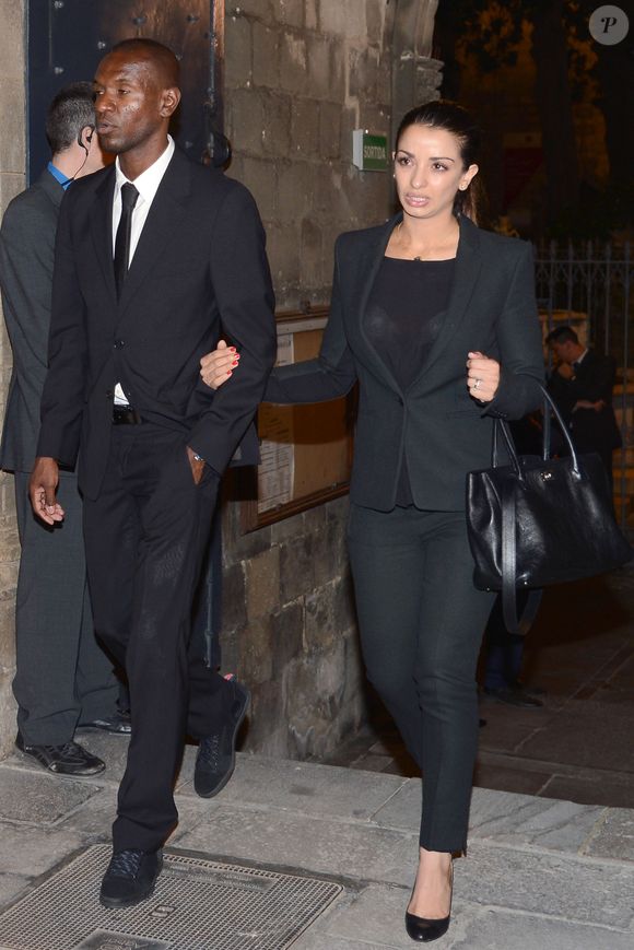 Éric Abidal et sa femme Hayet Kebir - Obsèques de Tito Vilanova l'ex-entraîneur du Barça  à Barcelone en Espagne le 28 avril 2014. GTRES / BESTIMAGE