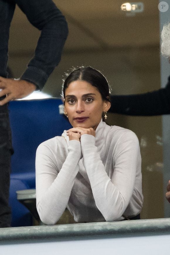 Tatiana Silva et guest dans les tribunes lors du match de qualification pour l'Euro2020  "France - Turquie (1-1)" au Stade de France. Saint-Denis, le 14 octobre 2019.
© Cyril Moreau/Bestimage