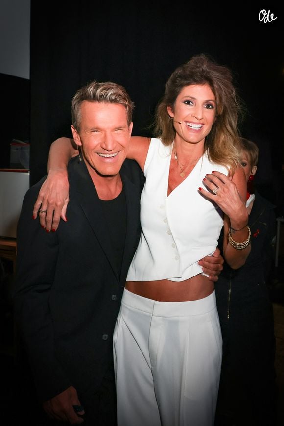 Benjamin Castaldi, Caroline Ithurbide, Isabelle-Morini-Bosc lors de l'enregistrement de l’émission "On Connait La Chanson Céline Dion", présentée par L.Boccolini et diffusée le 1er septembre sur W9, à Paris, France, le 2 juillet 2026. © Jack Tribeca/Bestimage