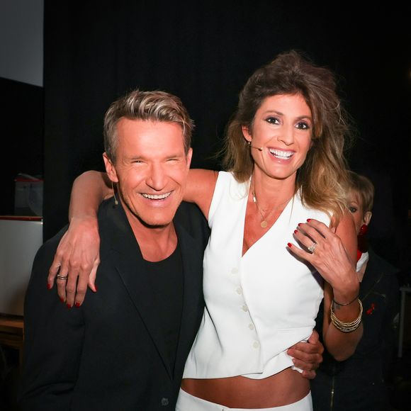 Benjamin Castaldi, Caroline Ithurbide, Isabelle-Morini-Bosc lors de l'enregistrement de l’émission "On Connait La Chanson Céline Dion", présentée par L.Boccolini et diffusée le 1er septembre sur W9, à Paris, France, le 2 juillet 2026. © Jack Tribeca/Bestimage