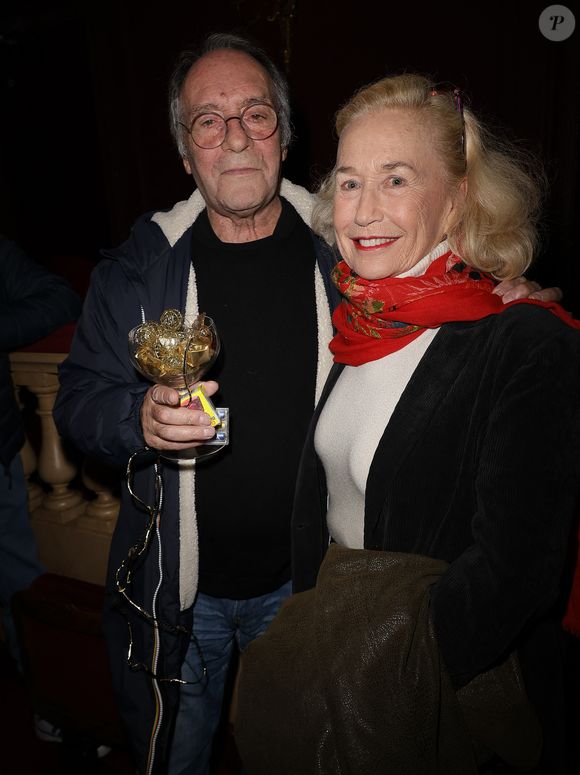 Jacques Rouveyrollis et Brigitte Fossey - Jacques Rouveyrollis à fêté ses 60 ans de Lumières au théâtre Edouard 7 à Paris le 14 décembre 2025. © Coadic Guirec / Bestimage