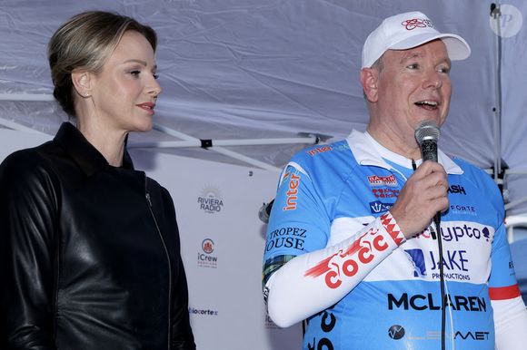 La princesse Charlène de Monaco et le prince Albert II de Monaco - Le prince Albert II de Monaco participe à une randonnée à vélo de Saint-Tropez à la Principauté de Monaco en 4 heures et 15 minutes, au profit de la Fondation de la Princesse Charlène de Monaco le 27 avril 2025. © Claudia Albuquerque/Bestimage