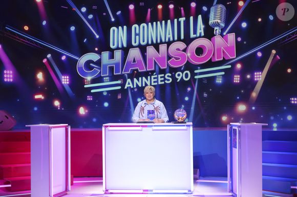 Exclusif - Laurence Boccolini, lors de l'enregistrement de l'émission "On Connait La Chanson Années 90", présentée par L.Boccolini et diffusée le 19 mai 2026 sur W9, à Paris, France, le 8 avril 2026. © Jack Tribeca/Bestimage
