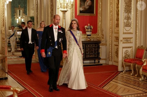 Kate Middleton et le prince William lors de leur arrivée au banquet d'Etat organisé pour Donald et Melania Trump au château de Windsor. © PA Photo/ Bestimage