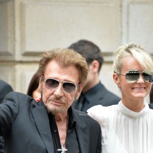 Johnny Hallyday et sa femme Laeticia - Sorties du défilé de mode Haute-Couture automne-hiver 2016/2017 "Christian Dior" à Paris. Le 4 juillet 2016 © CVS-Veeren / Bestimage