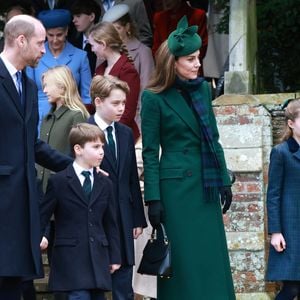 Catherine (Kate) Middleton, princesse de Galles, Prince Louis, Princesse Charlotte, Prince George, Le prince William, prince de Galles - La famille royale britannique se rend à la messe de Noël à Sandringham le 25 décembre 2024.