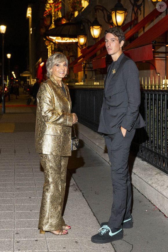 Hélène Mercier-Arnault et son fils Alexandre Arnault - Arrivées à la soirée de lancement du Whisky de la chanteuse Beyoncé "SirDavis" à l'hôtel Plaza Athénée à Paris le 24 septembre 2024.  Pierre Perusseau / Bestimage