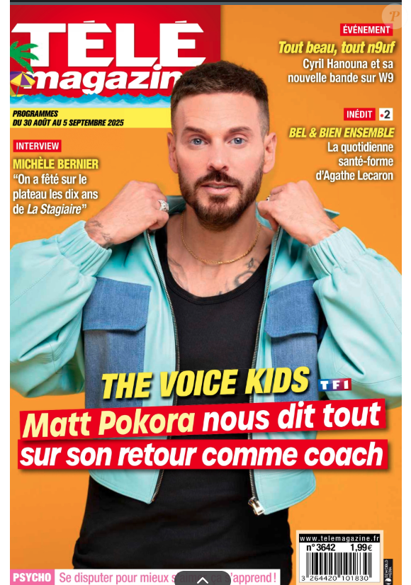 M. Pokora en couverture de "Télé Magazine", numéro du 19 aout 2025