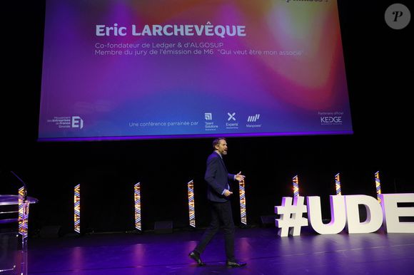 Eric Larchevêque, Co-fondateur de Ledger & d'Algosup et Membre du Jury de l'émission de M6 "Qui veut être mon associé" lors de l'Université des entrepreneurs - Medef Gironde, à l'Arkéa-Aréna de Bordeaux, France, le 19 octobre 2023. © Jean-Marc Lhomer/Bestimage