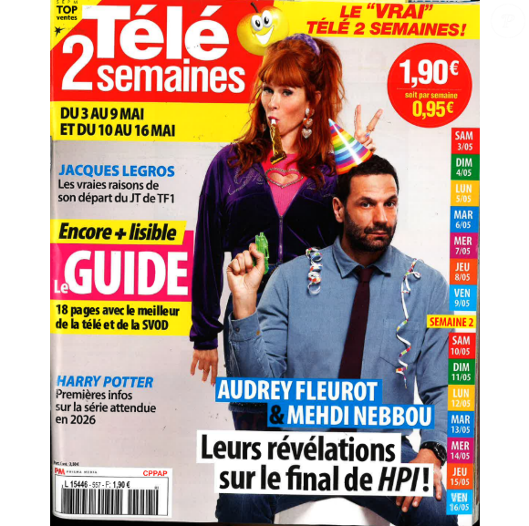 Couverture de "Télé Deux Semaines", Audrey Fleurot et Mehdi Nebbou.