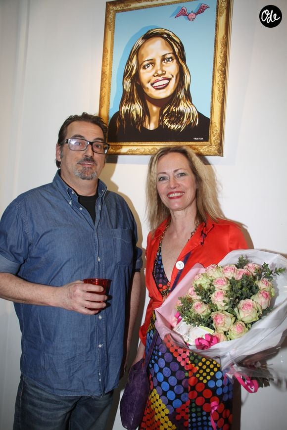 Gabrielle Lazure et Tristam Diquatrostagno  - Gabrielle Lazure fête ses 60 ans à la Galerie Le 18 bis - Art Etre Citoyen à Paris
Le 28 Avril 2017. © Philippe Baldini / Bestimage