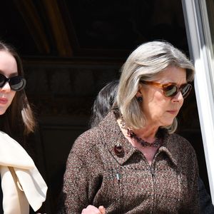 La princesse Alexandra de Hanovre et la princesse Caroline de Hanovre -  Le prince de Monaco fête son anniversaire (66 ans) en famille sur la Place du Palais princier de Monaco, le 14 mars 2024. © Bruno Bebert/Bestimage