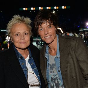 Muriel Robin et sa compagne Anne Le Nen - Finale du tournoi de tennis "Rolex Paris Masters 2017" à Paris le 5 novembre 2017. © Peusseau-Veeren/Bestimage | 00357823