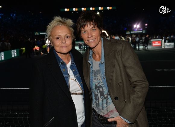Muriel Robin et sa compagne Anne Le Nen - Finale du tournoi de tennis "Rolex Paris Masters 2017" à Paris le 5 novembre 2017. © Peusseau-Veeren/Bestimage | 00357823