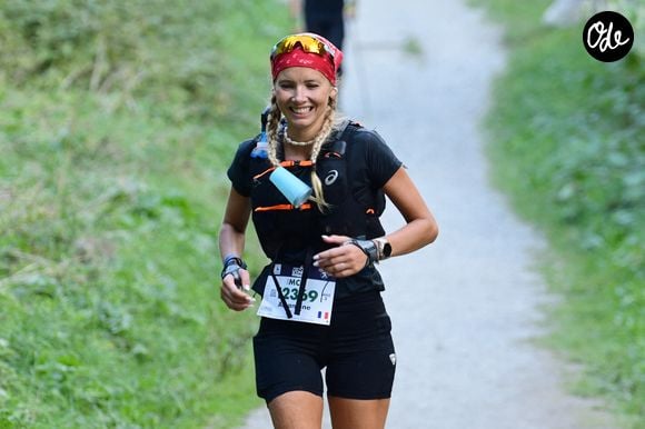 Amandine Petit (9 heures et 3 minutes) à l'arrivée de la course MCC (40 kms) de l'UTMB (Ultra Trail du Mont Blanc) à Chamonix le 24 août 2026.

© Romain Doucelin / Bestimage