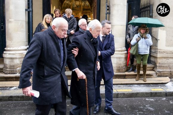 Edouard Balladur aux obsèques de Marie-Josèphe Balladur, la femme d'E.Balladur, en l’église Notre Dame de l’Annonciation à Paris, France, le 7 janvier 2026. © Jack Tribeca/Bestimage | 00737870