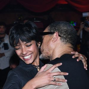 JoeyStarr et sa compagne Pauline Latchoumanin lors de la soirée Omar Harfouch "Dîner chez Maxim's" à Paris le 9 octobre 2024. © Rachid Bellak / Bestimage