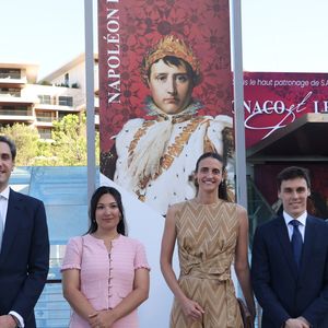 Le prince Jean Christophe Napoléon, Marie Ducruet, Olympia von Arco Zinneberg, la femme de Jean-Christophe Napoélon, Louis Ducruet - Le prince de Monaco a inauguré l'exposition "Monaco et les Napoléon(s) - Destins croisés", au Grimaldi Forum à Monaco, le 10 juillet 2025.
Claudia Albuquerque / Bestimage
