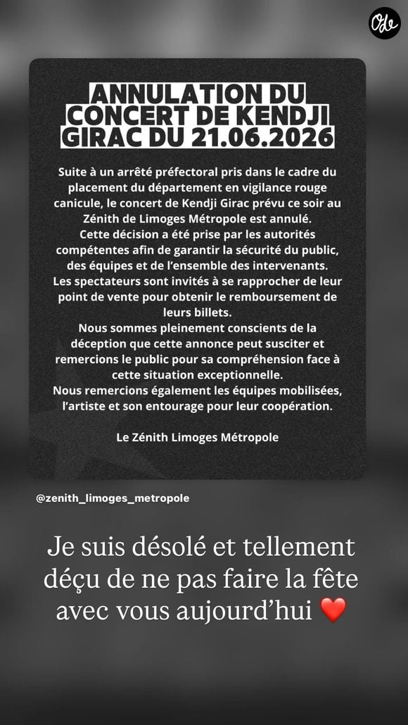 Story Instagram @kendji dimanche 21 juin 2026