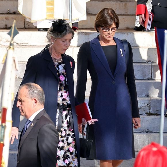 La princesse Caroline de Hanovre, la princesse Stéphanie de Monaco - La famille princière de Monaco quitte la cathédrale Notre-Dame Immaculée ou la messe solennelle d'action de grâce et un Te Deum ont été célébré à l'occasion de la Fête Nationale de Monaco le 19 novembre 2024. © Dominique Jacovides - Bruno Bebert / Bestimage