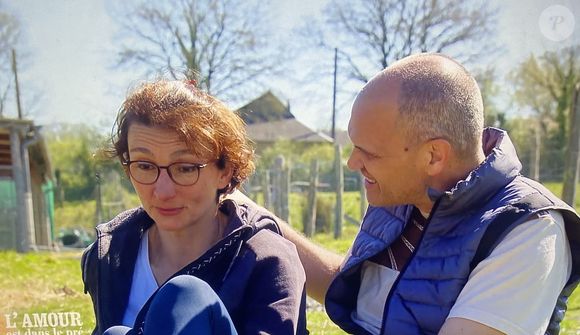 Géraldine avec ses prétendants Jérôme et Yannick dans "L'amour est dans le pré"