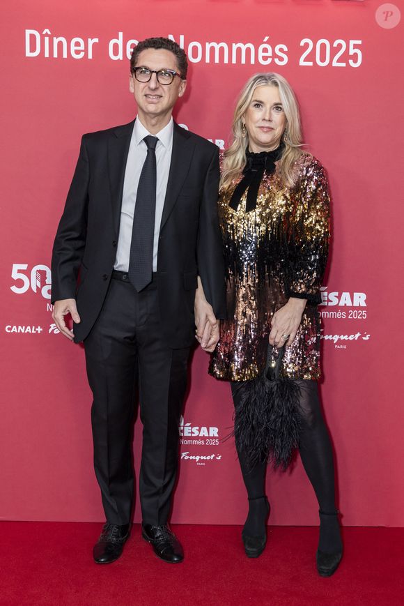 Maxime Saada, Sylvie Saada - Photocall du dîner des nommés 2025 pour la cérémonie des Cesar au Fouquet's à Paris le 10 février 2025 © Olivier Borde /Bestimage