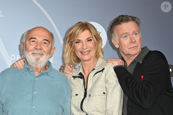 Gérard Jugnot, Michèle Laroque et Franck Dubosc lors du 28ème Festival du Film de Comédie à L'Alpe d'Huez, France, le 16 janvier 2025. Photo par Mireille Ampilhac/ABACAPRESS.COM
