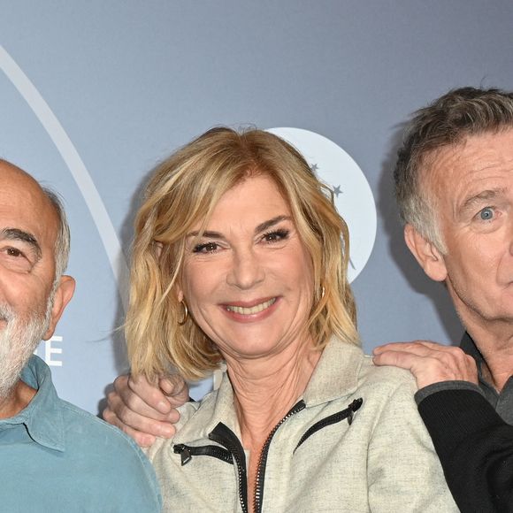 Gérard Jugnot, Michèle Laroque et Franck Dubosc lors du 28ème Festival du Film de Comédie à L'Alpe d'Huez, France, le 16 janvier 2025. Photo par Mireille Ampilhac/ABACAPRESS.COM