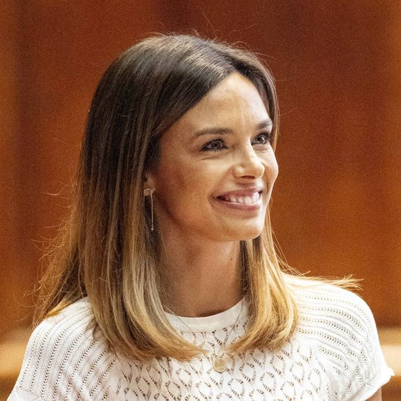 Marine Lorphelin (Miss France 2013) - Dévoilement du parcours du relais de la flamme des Jeux Olympiques de Paris 2024 dans la grand amphitheatre de la Sorbonne à Paris le 23 juin 2023.