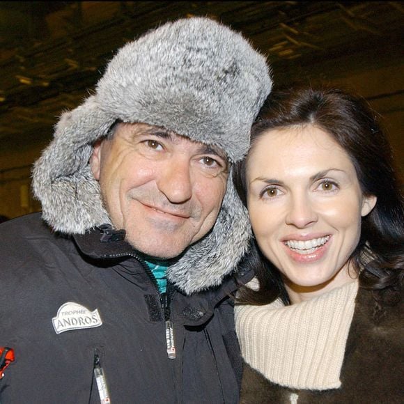 Finale du Trophée Andros au Stade De France. Sur la photo : Jean-Marie Bigard et Caroline Barclay.  7 février 2004© Giancarlo Gorassini/ABACA