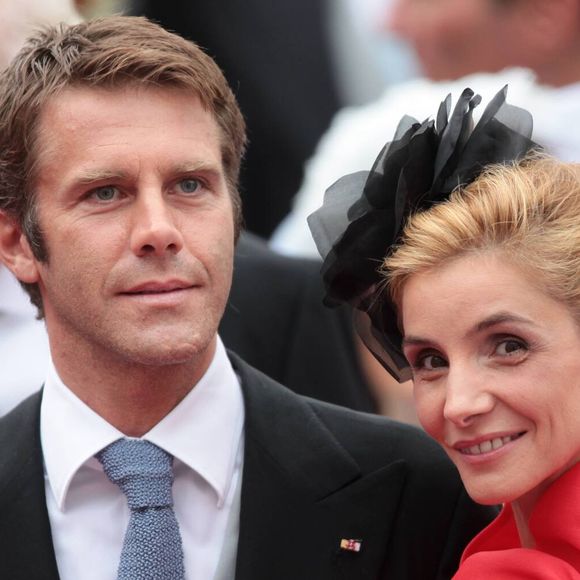 Le prince Emmanuel Philibert de Savoie et Clotilde Courau - Arrivées des invités au mariage religieux du prince Albert de Monaco et Charlene de Monaco, le 2 juillet 2011. © AGENCE / BESTIMAGE