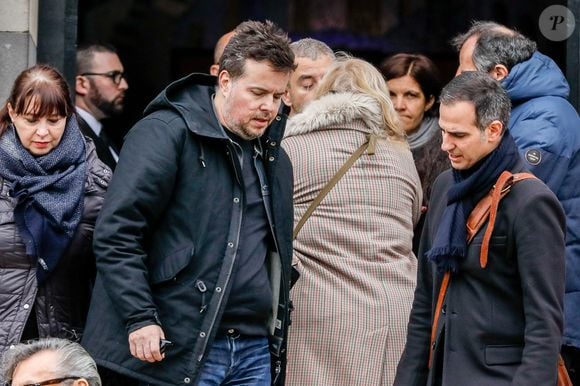 Nicolas Demorand - Obsèques de Sébastien Demorand à la Coupole du crématorium du cimetière du Père-Lachaise à Paris, France, le 31 janvier 2020.