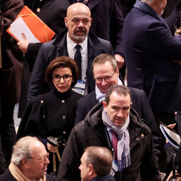 Rachida Dati, ministre de la Culture - Messe de consécration du mobilier liturgique de la cathédrale Notre-Dame de Paris, le 8 décembre 2024. Joyau de l’art gothique, lieu de culte et de culture, symbole universel de la France et de son histoire, la cathédrale de Notre-Dame de Paris rouvre ses portes les 7 et 8 décembre, cinq ans après le terrible incendie ravageur, survenu le 15 avril 2019. 
© Cyril Moreau / Bestimage