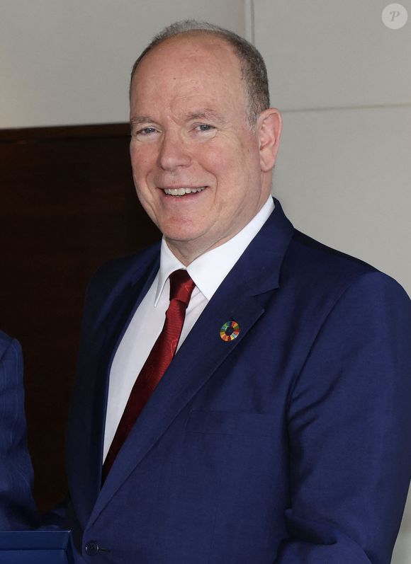 Exclusif - Le prince Albert II de Monaco - Ouverture de la 2ème édition du Monaco Clean Fusion Forum au Yacht Club de Monaco le 28 avril 2025. © Claudia Albuquerque/Bestimage