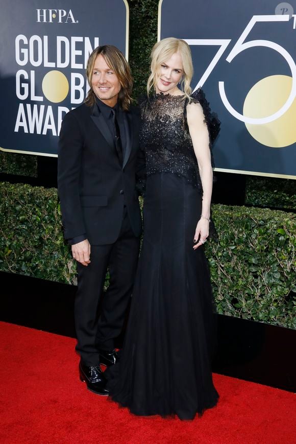 Keith Urban et Nicole Kidman sur le tapis rouge de la 75ème cérémonie des Golden Globe Awards au Beverly Hilton à Los Angeles, le 7 janvier 2018.
©Action Press / Bestimage
