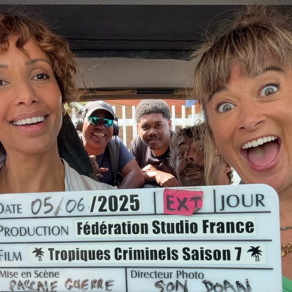 Béatrice de la Boulaye et Sonia Rolland sur le tournage de la série "Tropiques criminels", 5 juin 2025.