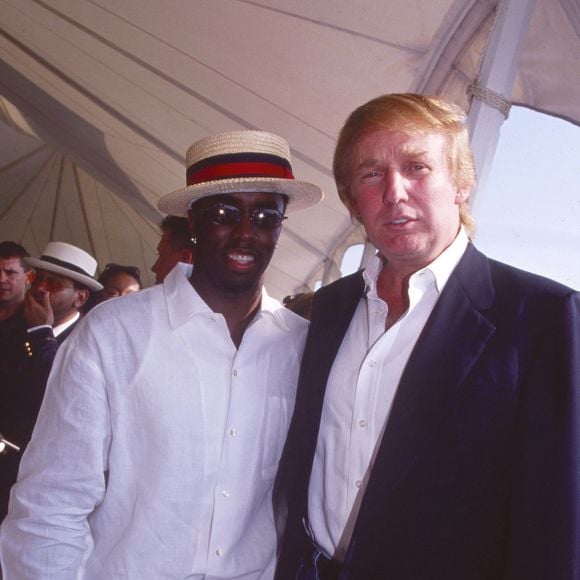Sean John Combs, connu sous les noms de Puff Daddy, Puffy, Diddy, et P. Diddy, et Donald Trump lors du  Mercedes-Benz Polo Challenge à Bridgehampton, le 16 août 1998. © Sonia Moskowitz/Globe Photos via ZUMA Wire/Bestimage