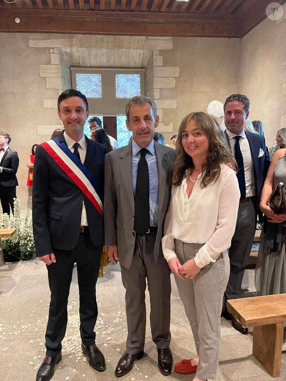 Mariage de Louis Sarkozy et Natali Husic à Gordes, en Provence le 24 septembre 2022, en présence du maire de Gordes, Richard Kitaeff, Nicolas Sarkozy.
