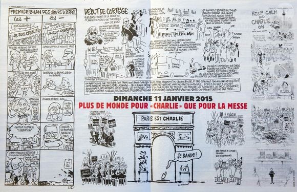 De plus, "Charlie Hebdo" a investi plusieurs millions d'euros dans un système ultra-sécurisé pour protéger les locaux.

Intérieur du numéro du Charlie Hebdo, une semaine après l'attentat terroriste.