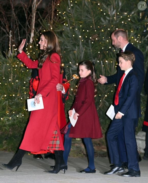 Catherine (Kate) Middleton, princesse de Galles, Le prince William, prince de Galles, Le prince George de Galles, La princesse Charlotte de Galles - La famille royale d'Angleterre assiste à la messe "Together At Christmas Carol" à l'abbaye de Westminster à Londres, Royaume-Uni le 6 Décembre, 2024