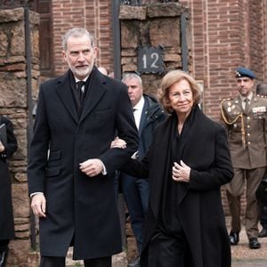 Roi Felipe VI (Le roi Felipe VI d'Espagne), Emerit Queen Sofia (La reine Sofia) - Princesse Irène de Grèce et de Danemark (la princesse Irène de Grèce et de Danemark) service funèbre à la cathédrale orthodoxe grecque Saint-André-et-Saint-Démétrius. Madrid - 17 janvier 2026