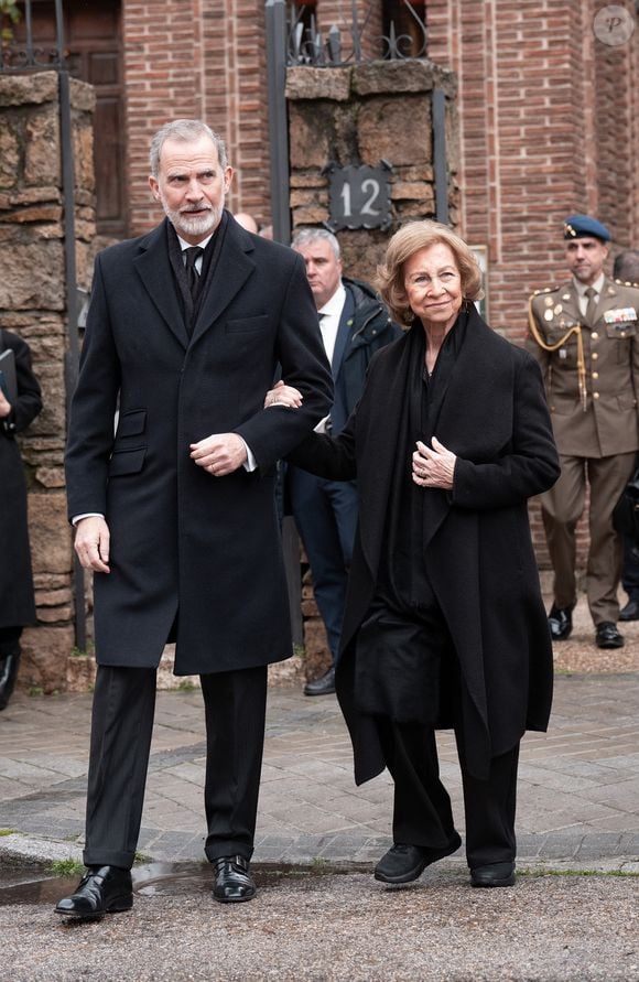 Roi Felipe VI (Le roi Felipe VI d'Espagne), Emerit Queen Sofia (La reine Sofia) - Princesse Irène de Grèce et de Danemark (la princesse Irène de Grèce et de Danemark) service funèbre à la cathédrale orthodoxe grecque Saint-André-et-Saint-Démétrius. Madrid - 17 janvier 2026