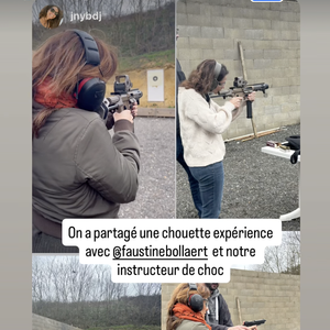 Sur les images, la figure de France Télévisions apparaît bien équipée d'un casque antibruit et est munie d'abord d'une carabine semi-auto puis d'un pistolet semi-automatique. Dans un stand extérieur, elle vise des cibles papier classiques.

Faustine Bollaert s'initie au tir sportif.