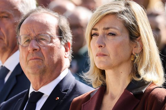 Francois Hollande et Julie Gayet à Tulle pour commémorer le massacre et la déportation de centaines d'habitants par l'armée allemande pendant la Seconde Guerre mondiale. A Tulle, France, le 10 juin 2024. Photo by JM HAEDRICH/Pool/ABACAPRESS.COM