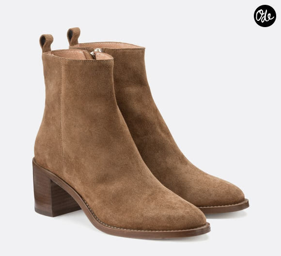 Boots à talon en cuir suédé, Signature FAUSTINE