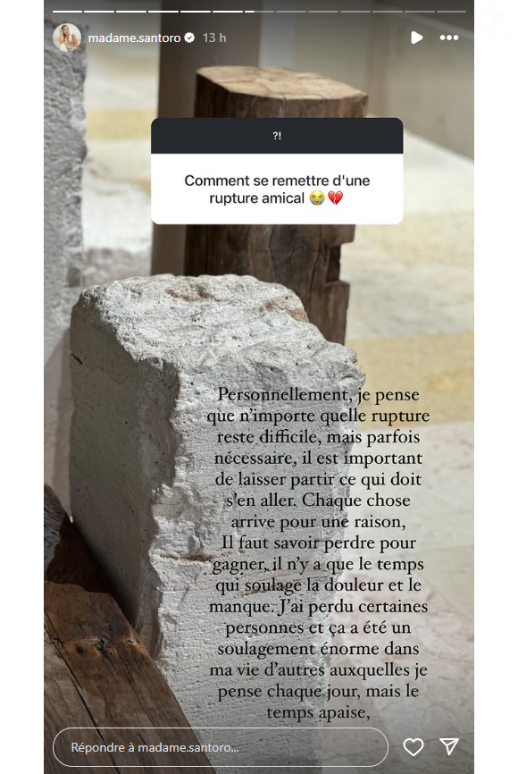Camille Santoro s'explique sur sa vie amoureuse.