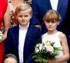 10 ans, voilà le cap passé par Jacques et Gabriella de Monaco
Traditionnel Pique Nique des Monégasques "U Cavagnetu" dans le Parc princesse Antoinette, en présence du prince et de la princesse de Monaco accompagnés par leurs enfants le prince Jacques de Monaco, marquis des Baux, et La princesse Gabriella de Monaco, comtesse de Carladès, à Monaco © Claudia Albuquerque/Bestimage
