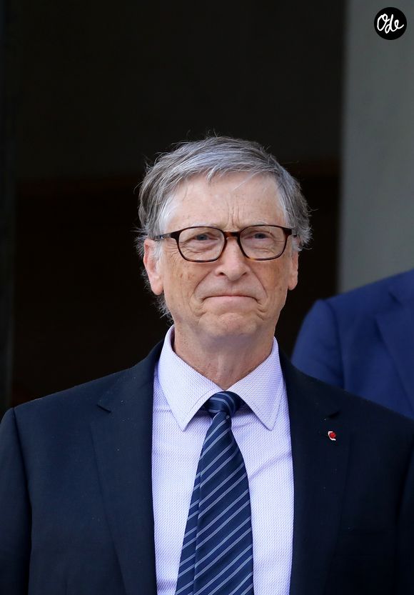 Le président de la République française reçoit Bill Gates et sa femme au palais de l'Elysée à Paris, France, le 16 avril 2018. © Dominique Jacovides/Bestimage