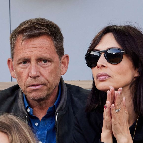 Daniel Riolo et sa compagne Géraldine Maillet lors de la nocturne des Internationaux de France de tennis de Roland Garros 2023 à Paris, France, le 2 juin 2023. © Moreau-Jacovides/Bestimage