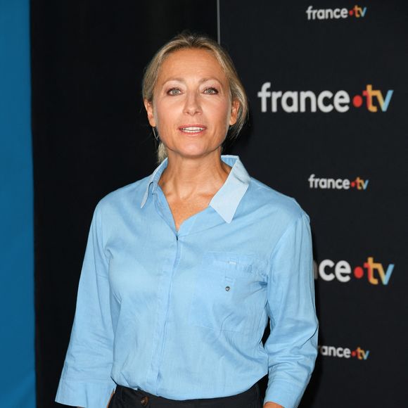 Anne-Sophie Lapix au photocall pour la conférence de presse de rentrée de France TV à la Grande Halle de la Villette à Paris, France, le 11 juillet 2023. © Coadic Guirec/Bestimage